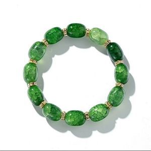 Green and Gold Stone Boho Bracelet NIP